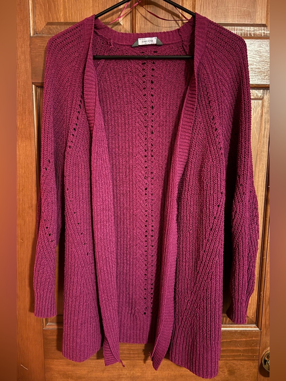 croft & barrow Raspberry Open-Front Knit Cardigan